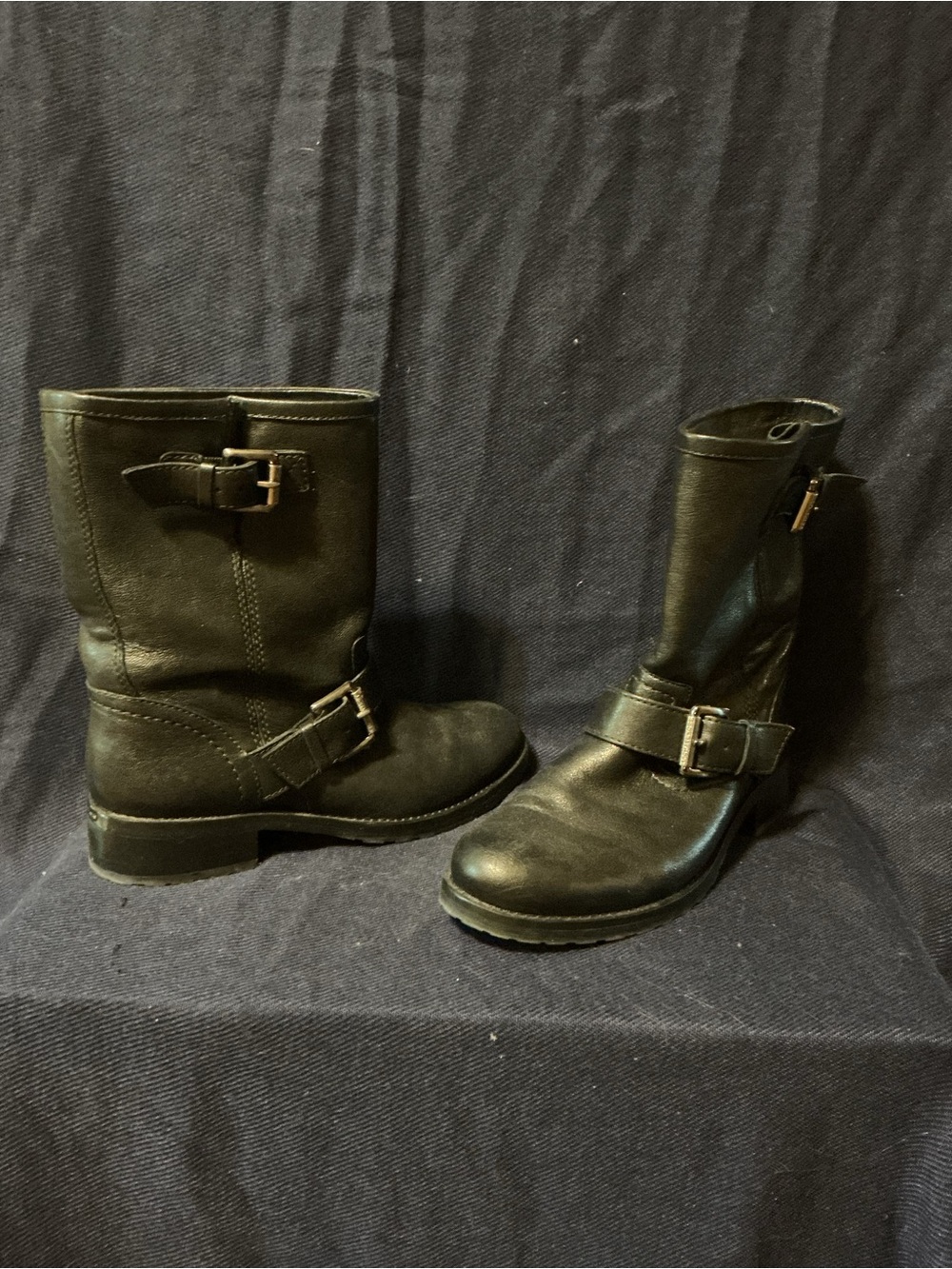 Women’s Black Leather Buckle Boots - Stylish Everyday Footwear